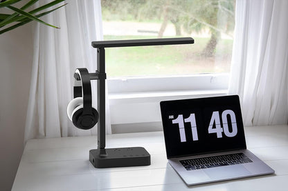 LED Desk Lamp for College Dorm Room, Desk Light with 1 USB Charging Port 2 AC Power Outlet, 3 Lighting Modes, 3 Level Brightness Touch Lamp, Eye-Caring Home Office Foldable Table Lamp