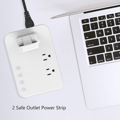 LED Desk Lamp for College Dorm Room, Desk Light with 1 USB Charging Port 2 AC Power Outlet, 3 Lighting Modes, 3 Level Brightness Touch Lamp, Eye-Caring Home Office Foldable Table Lamp