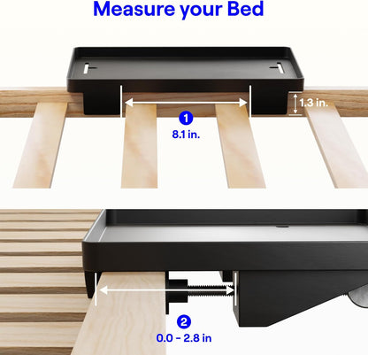 Bedside Shelf for Dorm Room - Cable Catch, Black