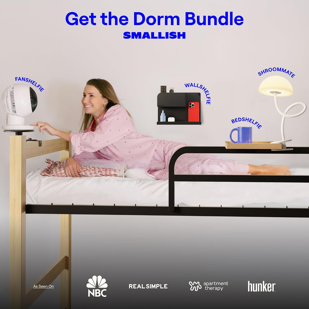 Bedside Shelf for Dorm Room - Cable Catch, Black