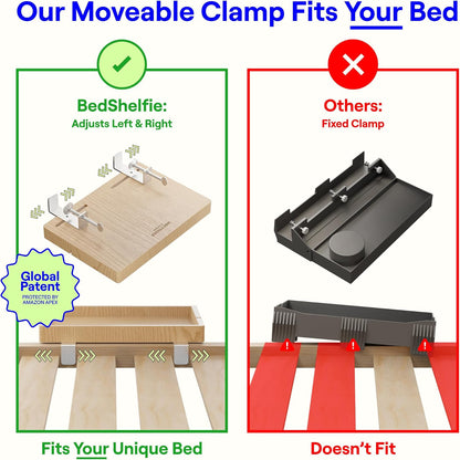 Bedside Shelf for Dorm Room - Cable Catch, Black