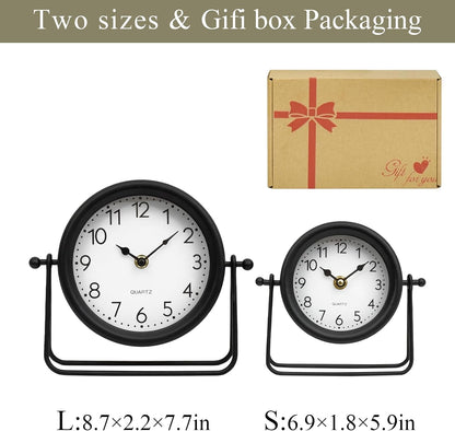 Small Gold Desk and Shelf Clock, 6.9*5.9 Inch Retro Elegant Tabletop Clock with Glass Cover, Silent Non-Ticking Battery Operated Decorative Clock for Living Room, Office, Bedroom, Gift Idea