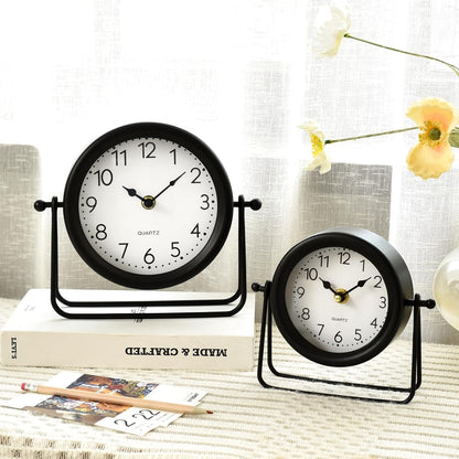 Small Gold Desk and Shelf Clock, 6.9*5.9 Inch Retro Elegant Tabletop Clock with Glass Cover, Silent Non-Ticking Battery Operated Decorative Clock for Living Room, Office, Bedroom, Gift Idea