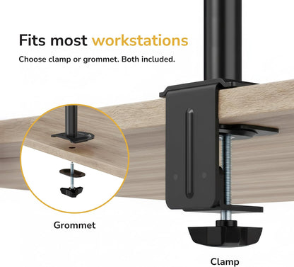 Dual Monitor Arm, Heavy Duty Desk Mount for 2 Screens 13-32 in