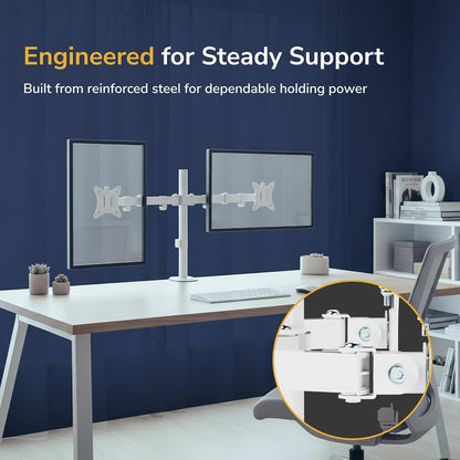 Dual Monitor Arm, Heavy Duty Desk Mount for 2 Screens 13-32 in