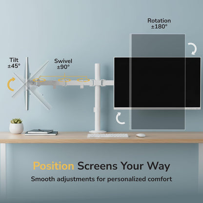 Dual Monitor Arm, Heavy Duty Desk Mount for 2 Screens 13-32 in