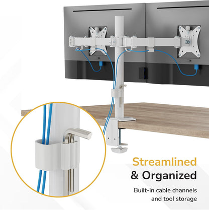 Dual Monitor Arm, Heavy Duty Desk Mount for 2 Screens 13-32 in