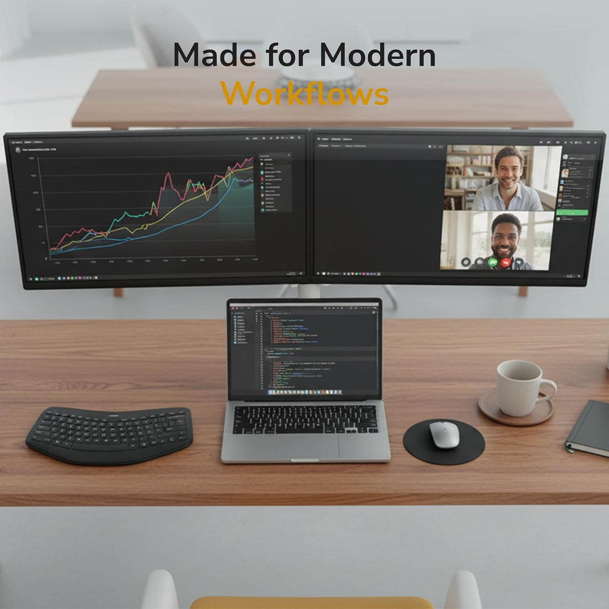 Dual Monitor Arm, Heavy Duty Desk Mount for 2 Screens 13-32 in