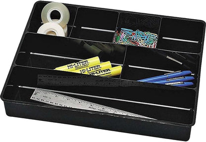 Extra Deep Desk Drawer Director Tray, Plastic, 11.875 x 15 x 2.5 Inches, Black