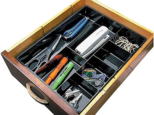 Extra Deep Desk Drawer Director Tray, Plastic, 11.875 x 15 x 2.5 Inches, Black