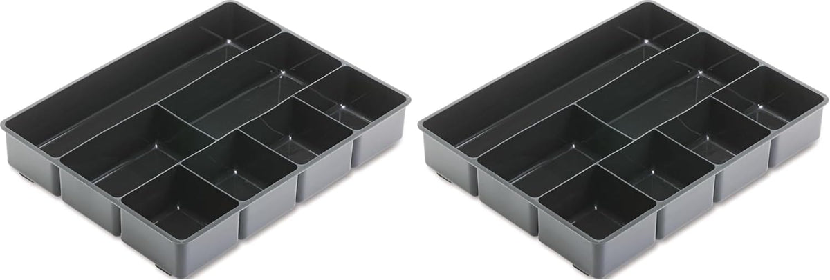 Extra Deep Desk Drawer Director Tray, Plastic, 11.875 x 15 x 2.5 Inches, Black