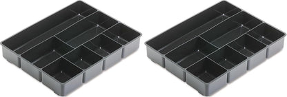 Extra Deep Desk Drawer Director Tray, Plastic, 11.875 x 15 x 2.5 Inches, Black