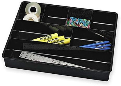 Extra Deep Desk Drawer Director Tray, Plastic, 11.875 x 15 x 2.5 Inches, Black