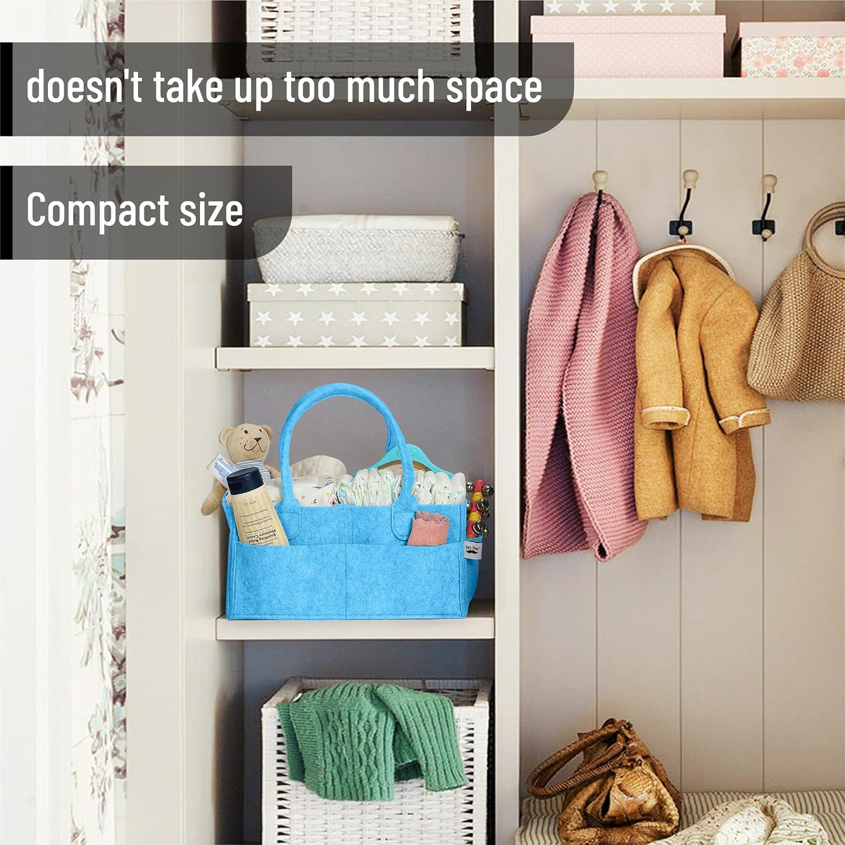 Baby Diaper Caddy Organizer, Gray, Medium