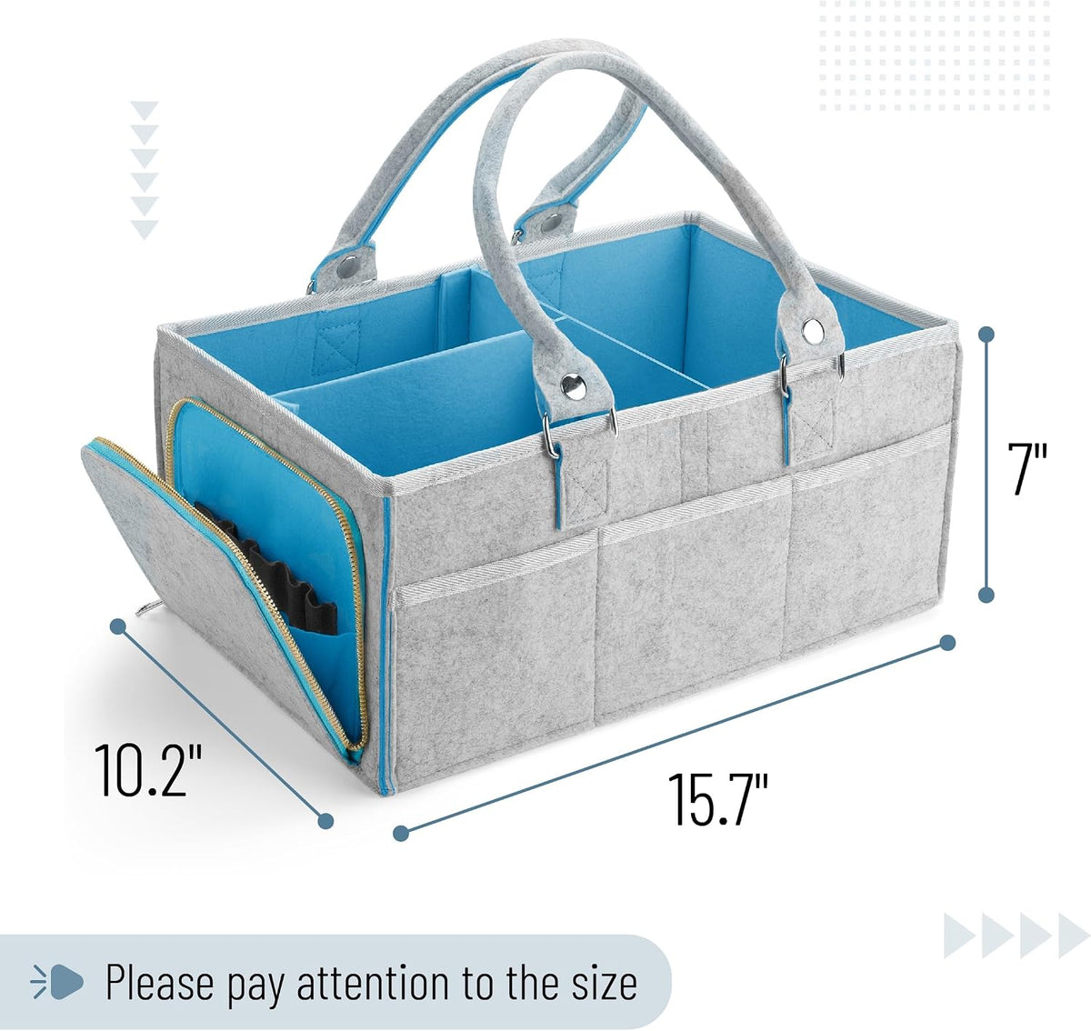 Baby Diaper Caddy Organizer, Gray, Medium