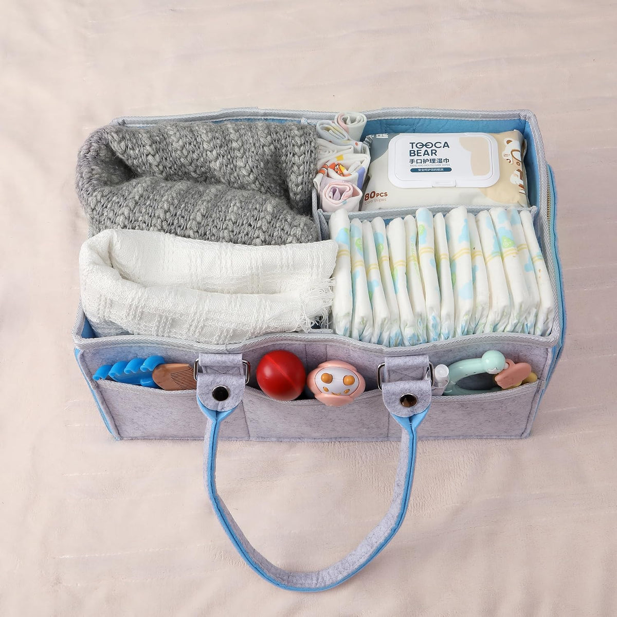 Baby Diaper Caddy Organizer, Gray, Medium