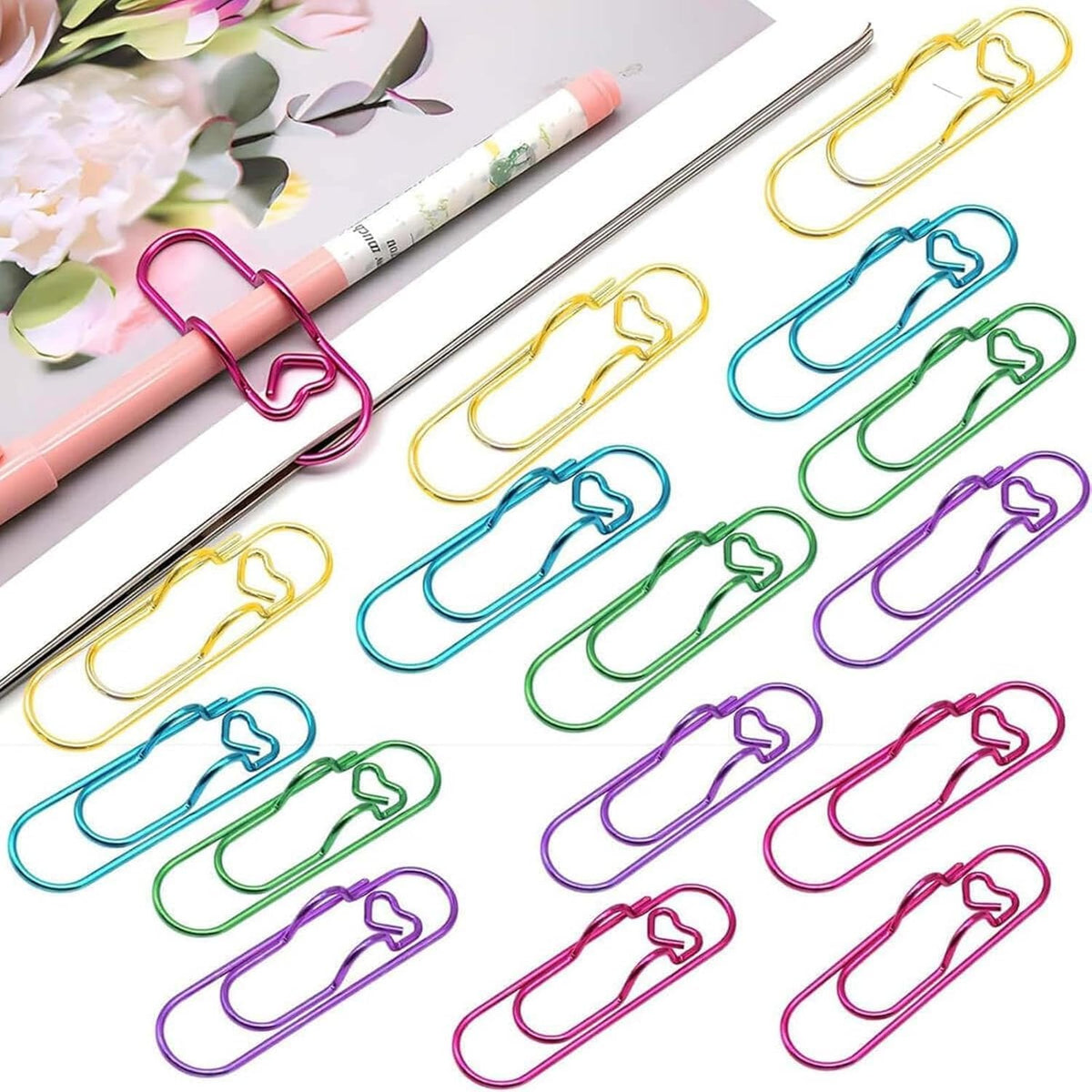 15PCS Paper Clip Pen Holder for Notebook, Metal Pen Clip Holder