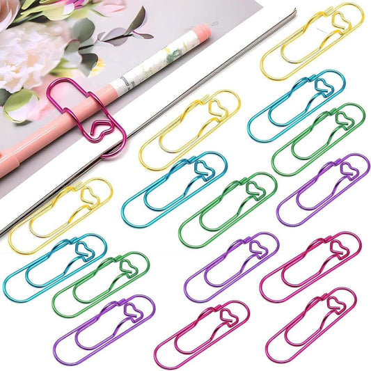 15PCS Paper Clip Pen Holder for Notebook, Metal Pen Clip Holder