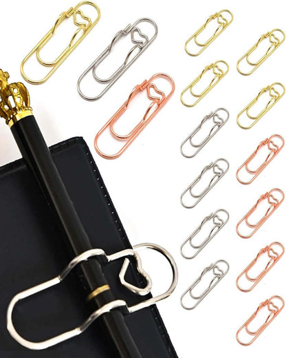 15PCS Paper Clip Pen Holder for Notebook, Metal Pen Clip Holder
