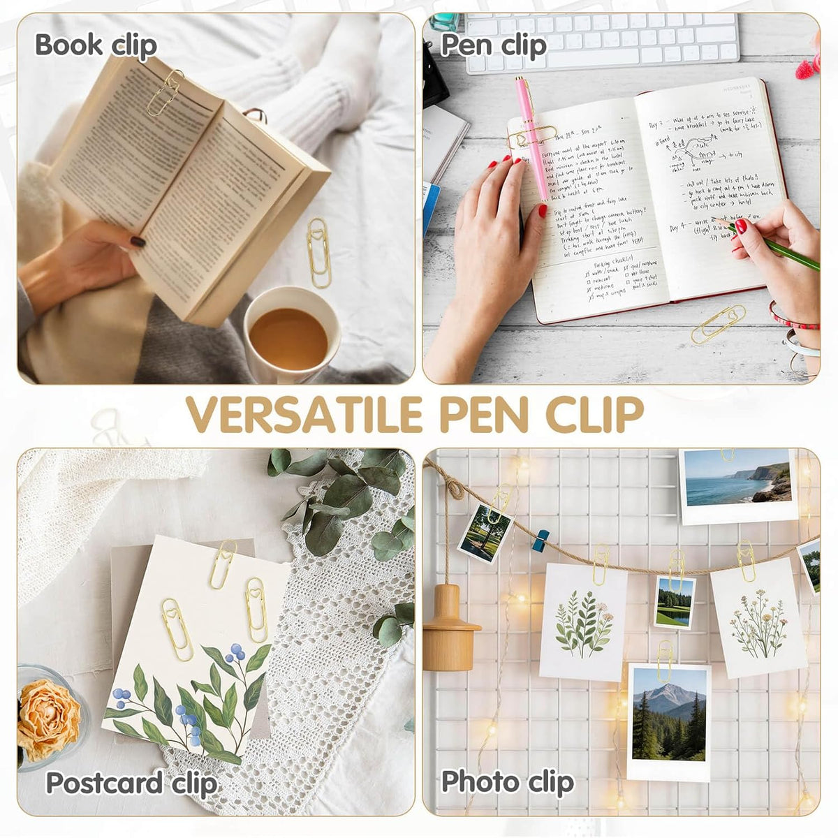 15PCS Paper Clip Pen Holder for Notebook, Metal Pen Clip Holder