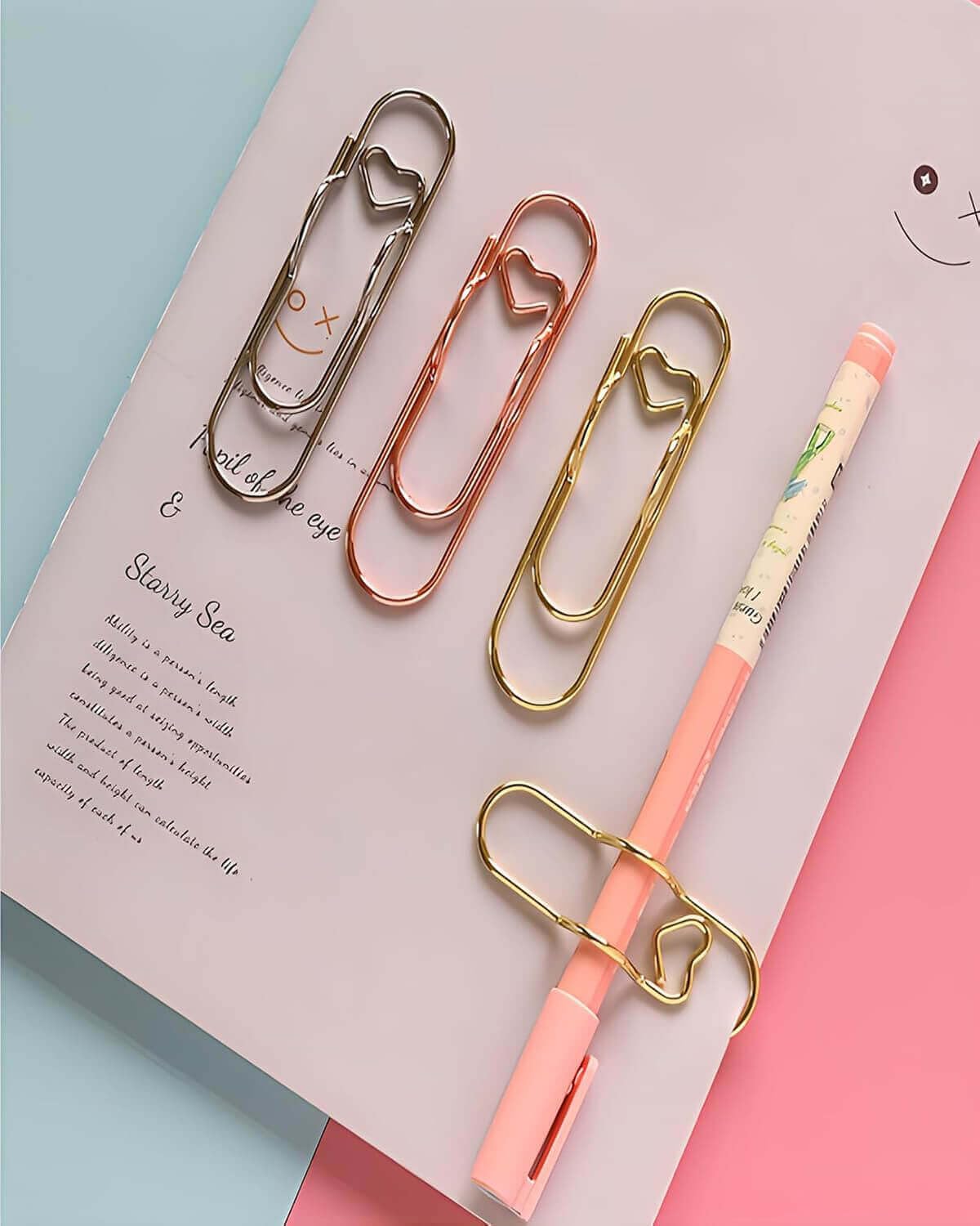 15PCS Paper Clip Pen Holder for Notebook, Metal Pen Clip Holder