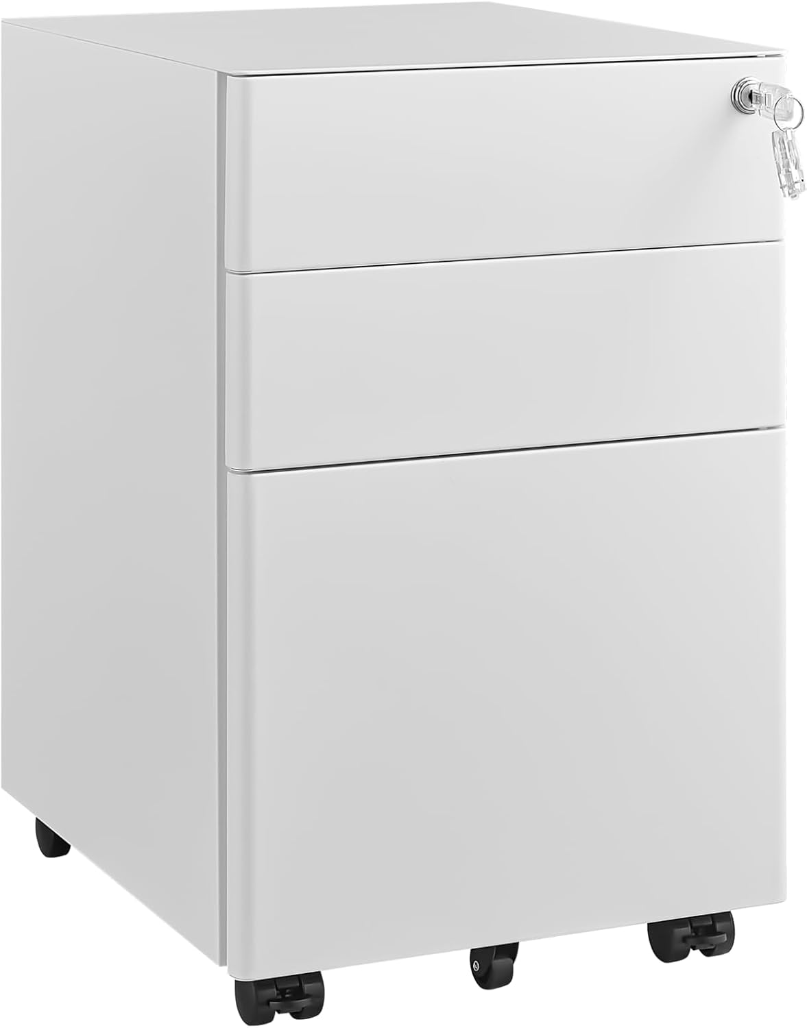 3 Drawer File Cabinet for Home Office, Under Desk Mobile Filing Cabinet with Lock for A4-Size/Letter-Size/Legal-Size, Black (HSEJ-3D)