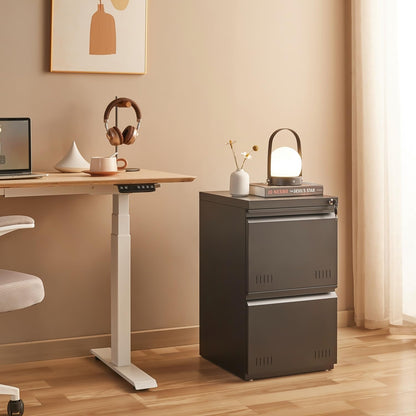 3 Drawer File Cabinet for Home Office, Under Desk Mobile Filing Cabinet with Lock for A4-Size/Letter-Size/Legal-Size, Black (HSEJ-3D)