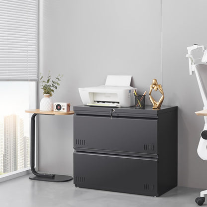 3 Drawer File Cabinet for Home Office, Under Desk Mobile Filing Cabinet with Lock for A4-Size/Letter-Size/Legal-Size, Black (HSEJ-3D)