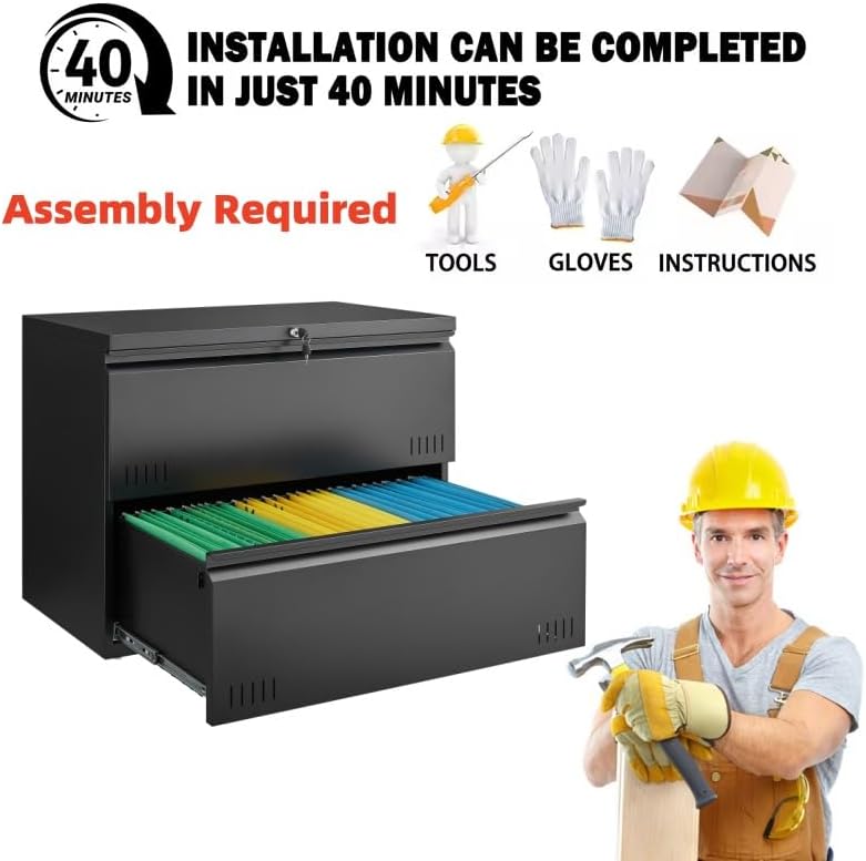3 Drawer File Cabinet for Home Office, Under Desk Mobile Filing Cabinet with Lock for A4-Size/Letter-Size/Legal-Size, Black (HSEJ-3D)