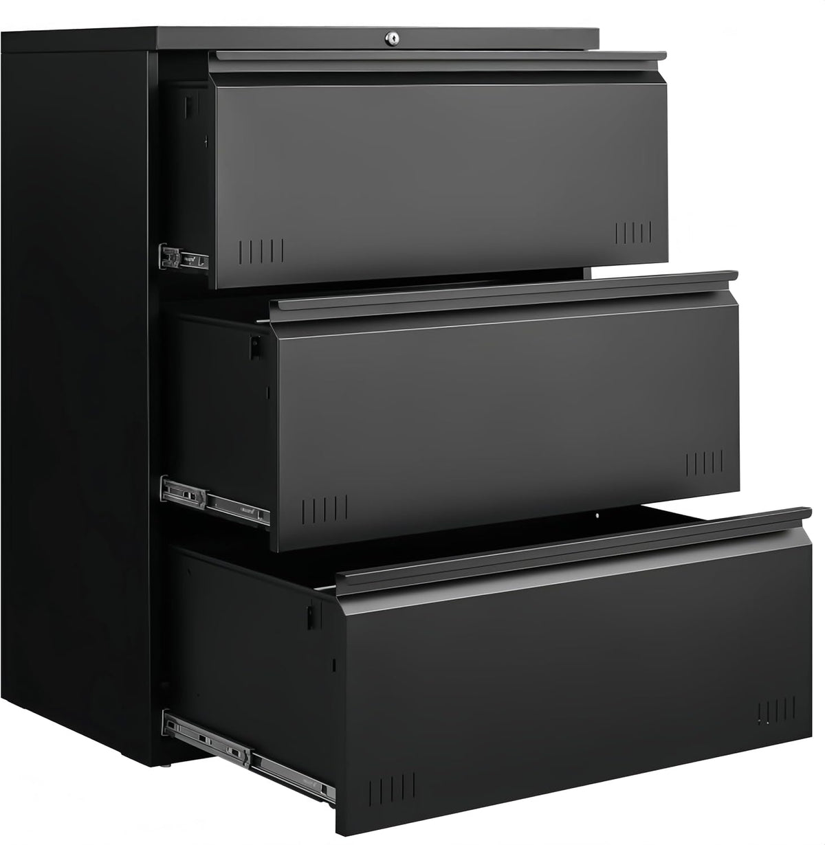 3 Drawer File Cabinet for Home Office, Under Desk Mobile Filing Cabinet with Lock for A4-Size/Letter-Size/Legal-Size, Black (HSEJ-3D)