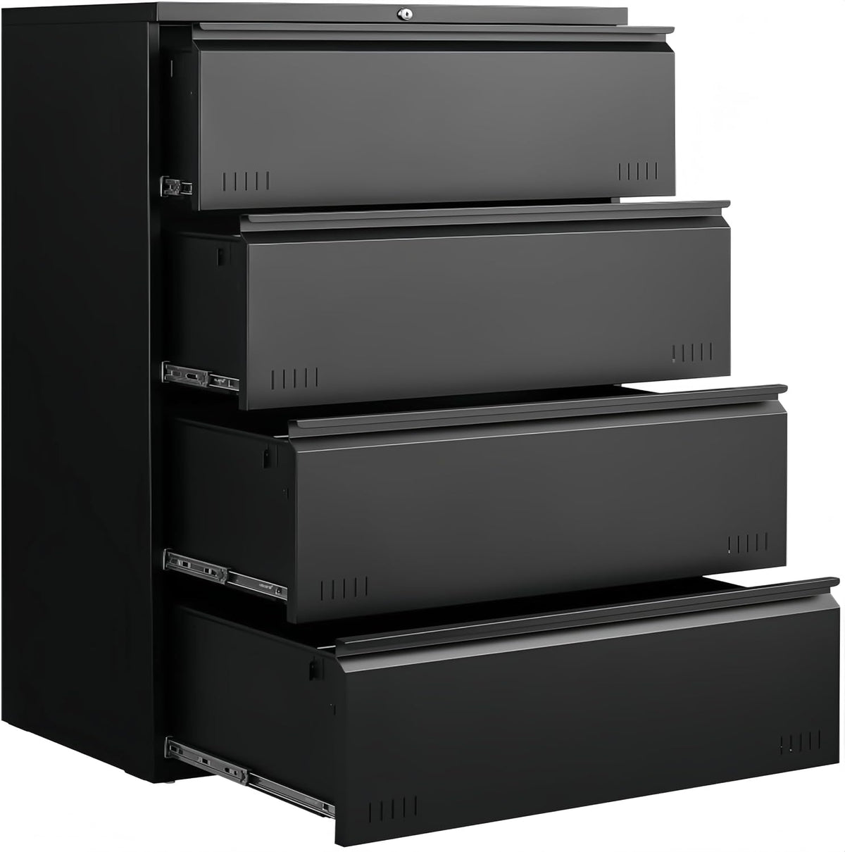3 Drawer File Cabinet for Home Office, Under Desk Mobile Filing Cabinet with Lock for A4-Size/Letter-Size/Legal-Size, Black (HSEJ-3D)