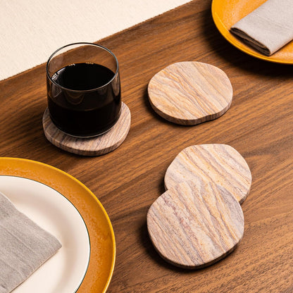 Absorbent Sandstone Coasters for Drinks, Set of 6