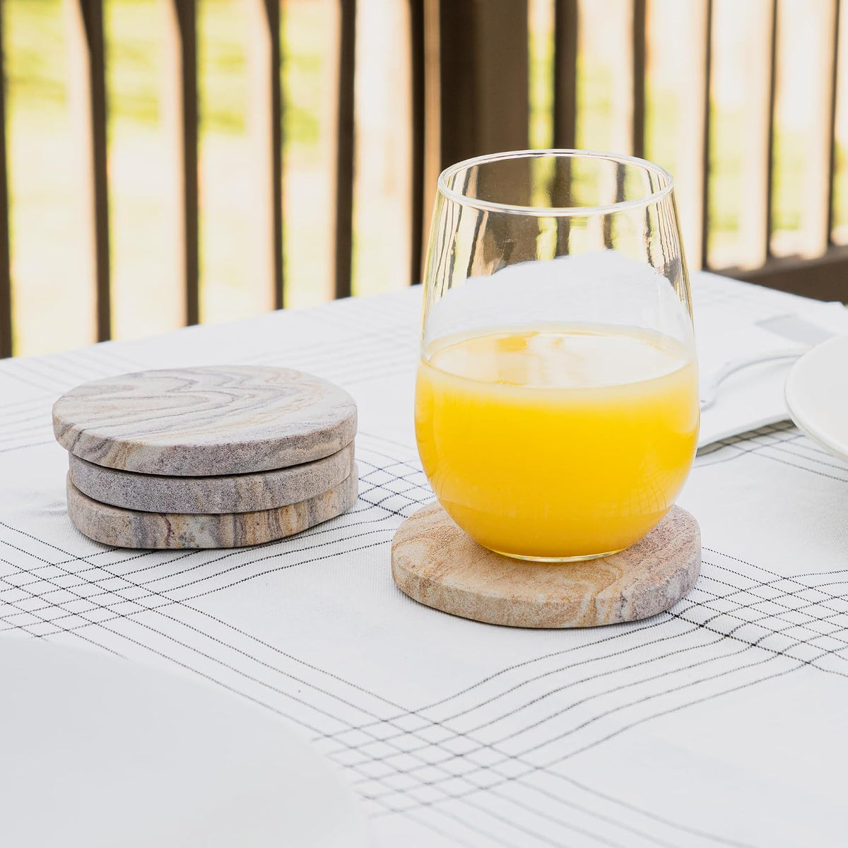 Absorbent Sandstone Coasters for Drinks, Set of 6