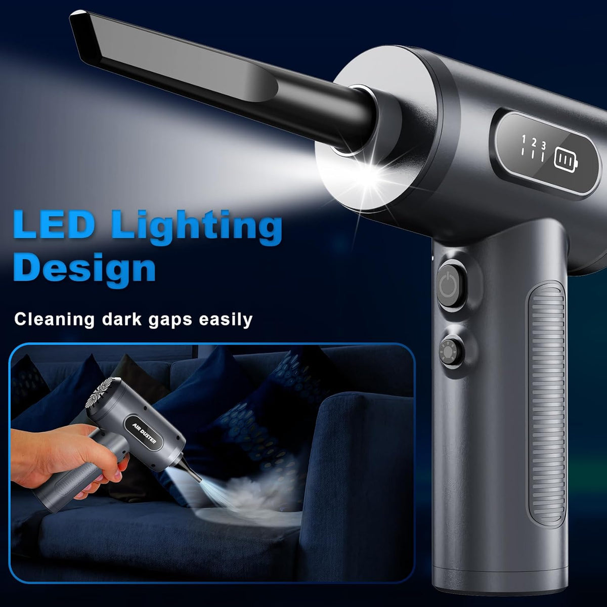 Compressed Air Duster, Rechargeable Cordless Electric Air Blower