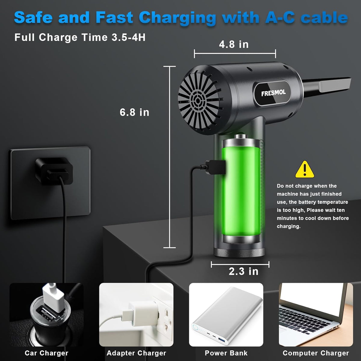Compressed Air Duster, Rechargeable Cordless Electric Air Blower