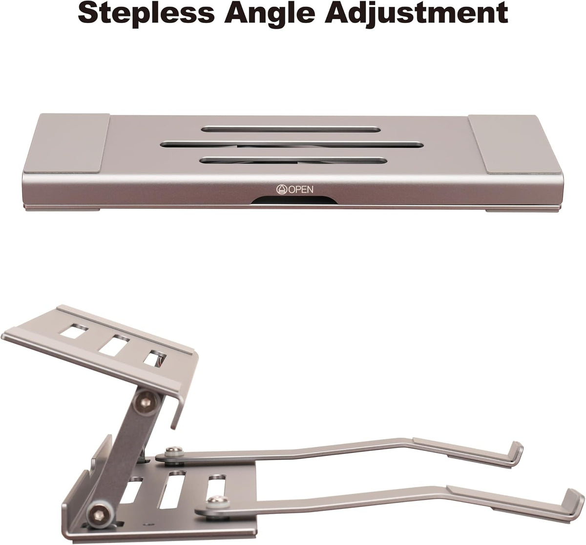 Aluminum Fold & Laptop Riser Stand 3-in-1 Adjustable, Foldable Cooling Stand with Integrated Storage Box, Ruler and Ultra-Slim Portable Design for MacBook, Tablet, Ipad, Keyboard and All Laptop