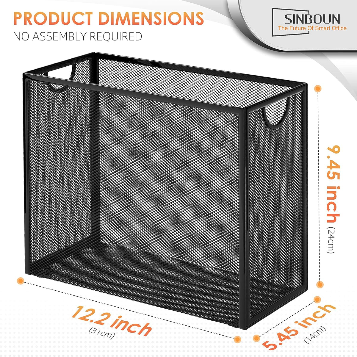 Hanging File Organizer Includes 5 Hanging Folders for Office, Black