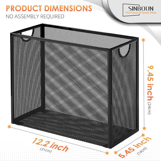 Hanging File Organizer Includes 5 Hanging Folders for Office, Black