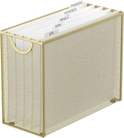 Hanging File Organizer Includes 5 Hanging Folders for Office, Black