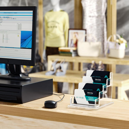 Acrylic Business Card Holder Desk, Card Display Stand 4 Slot 4 Tier