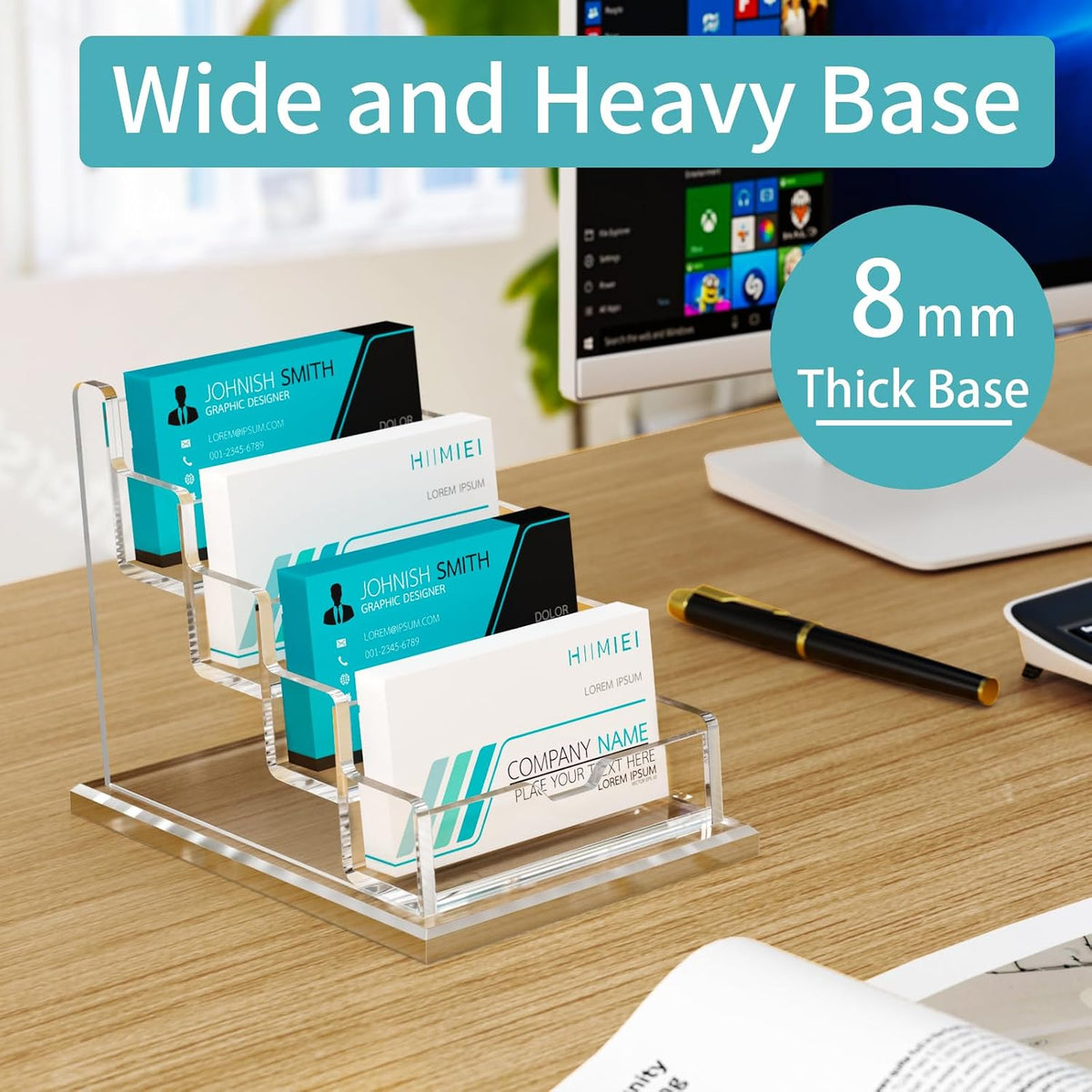 Acrylic Business Card Holder Desk, Card Display Stand 4 Slot 4 Tier