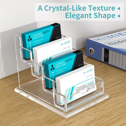 Acrylic Business Card Holder Desk, Card Display Stand 4 Slot 4 Tier