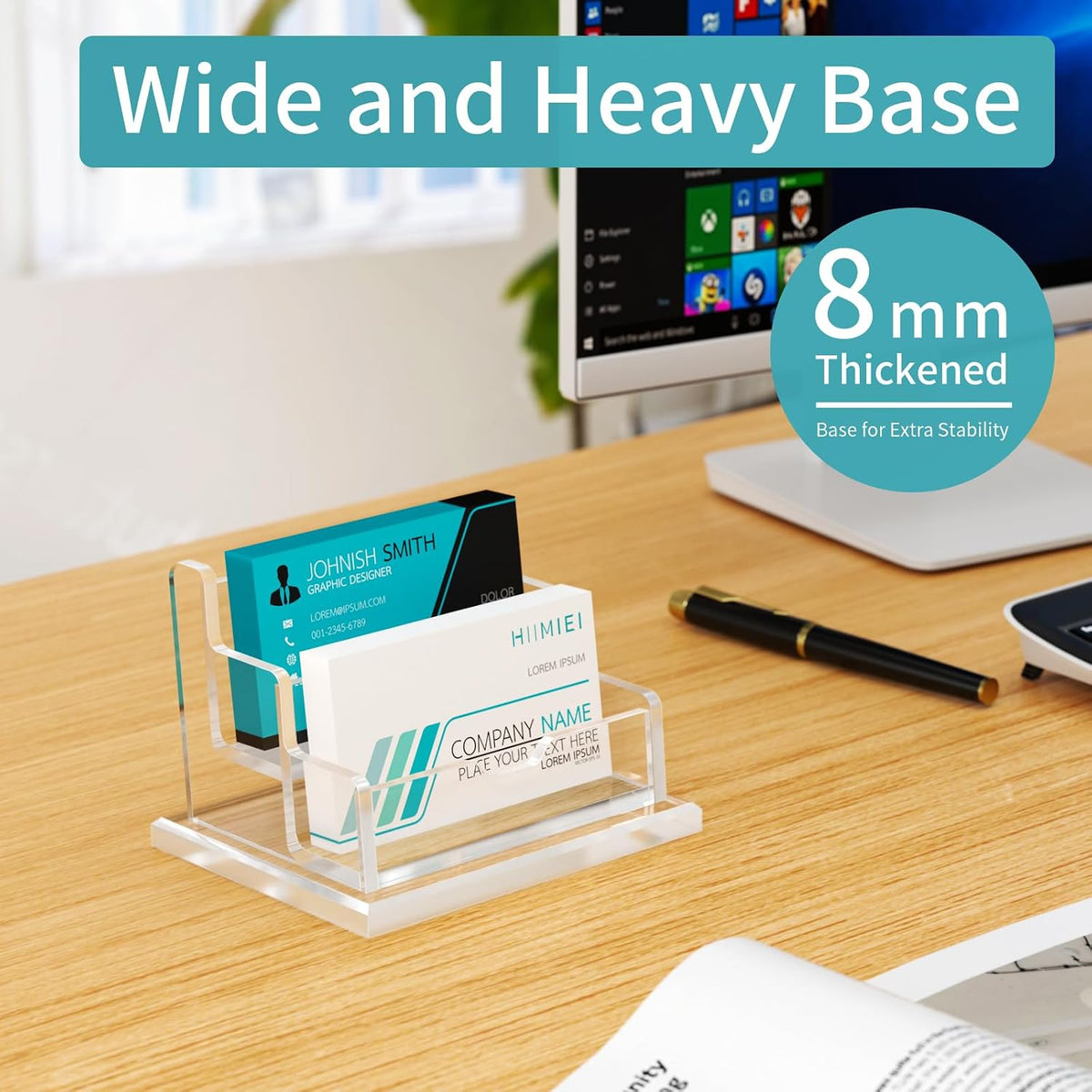Acrylic Business Card Holder Desk, Card Display Stand 4 Slot 4 Tier