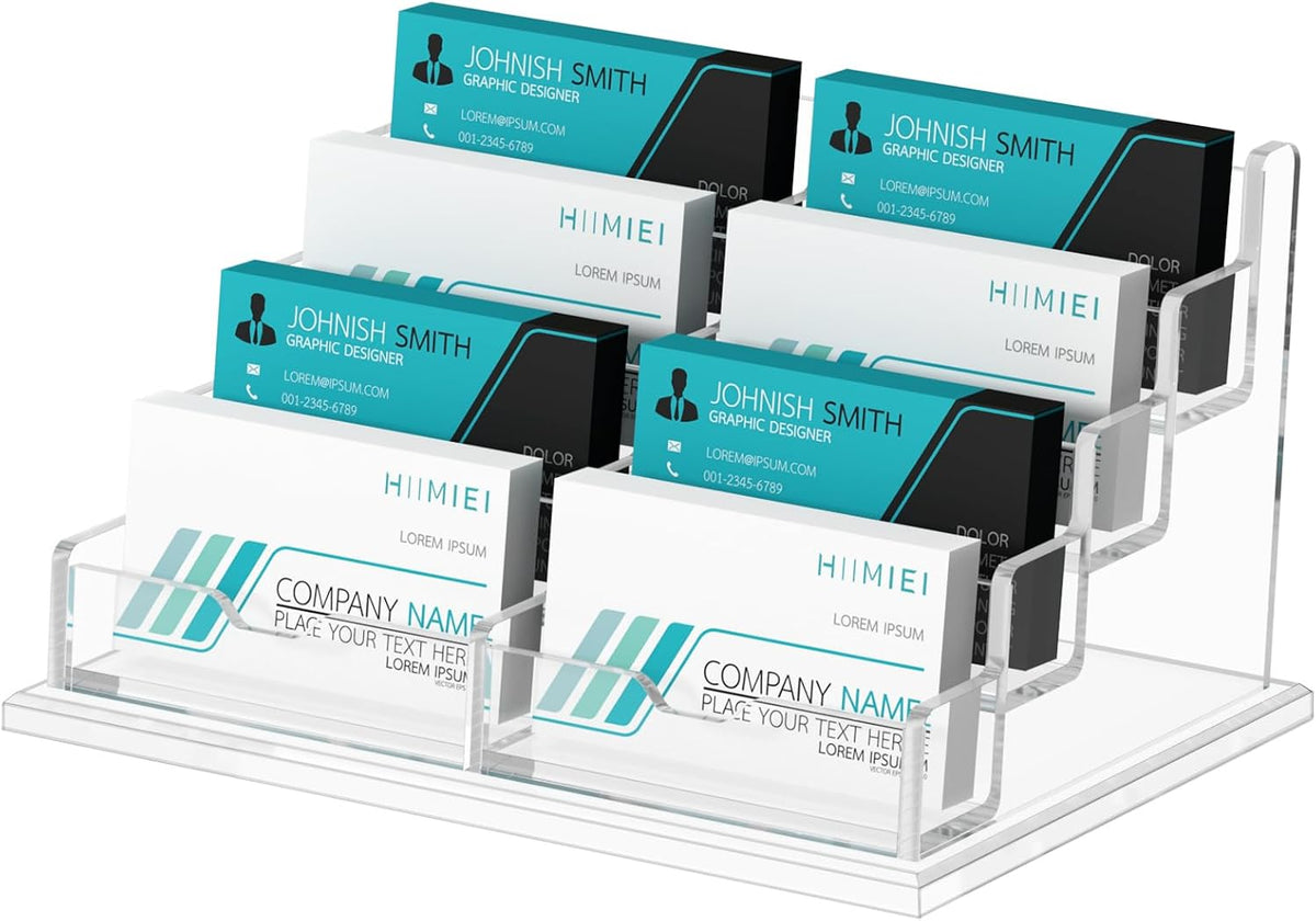 Acrylic Business Card Holder Desk, Card Display Stand 4 Slot 4 Tier