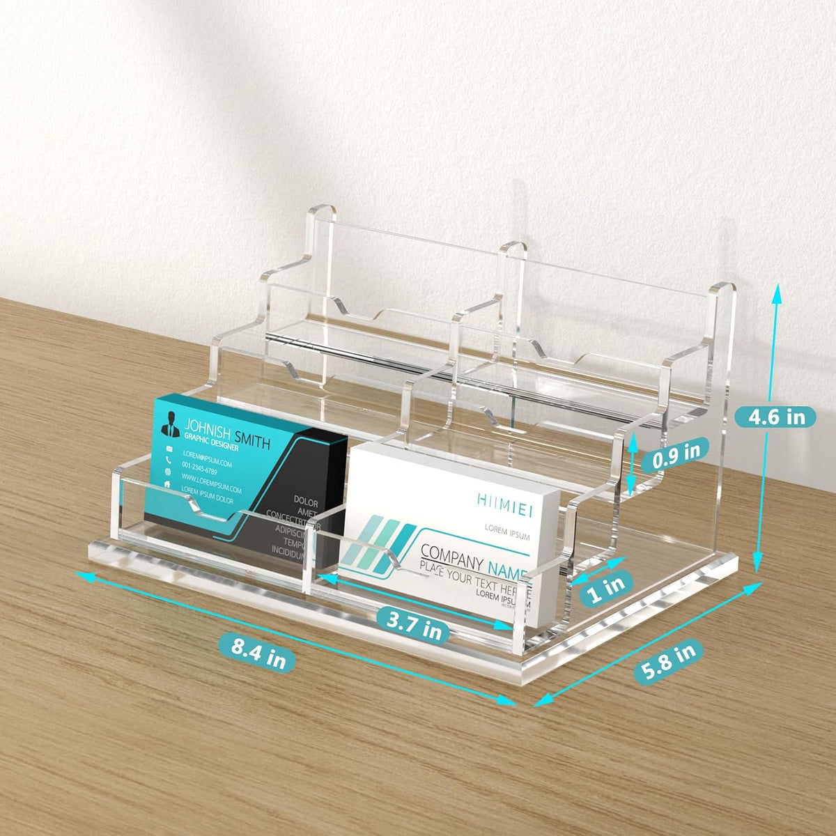 Acrylic Business Card Holder Desk, Card Display Stand 4 Slot 4 Tier