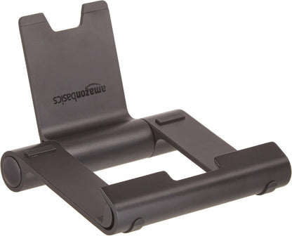 Multi-Angle Portable Foldable Stand for Tablets, E-Readers and Phones, Non-Slip Desktop Holder for iPads, iPhones, Kindles, Hands-Free Viewing - Silver