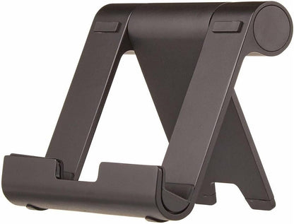 Multi-Angle Portable Foldable Stand for Tablets, E-Readers and Phones, Non-Slip Desktop Holder for iPads, iPhones, Kindles, Hands-Free Viewing - Silver