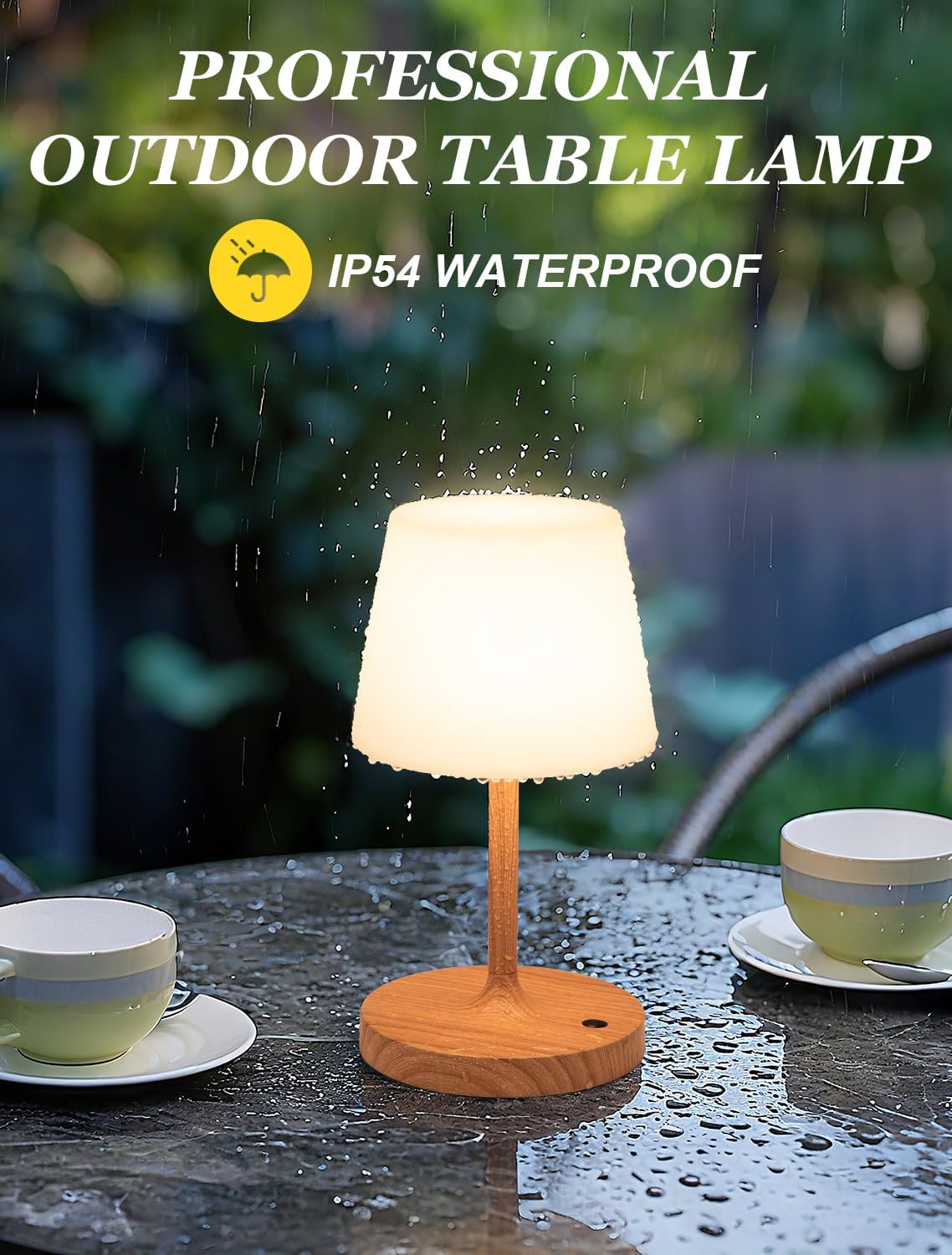 Shower Lamp IP54 Waterproof, Cordless Rechargeable Table Lamp, Outdoor Use