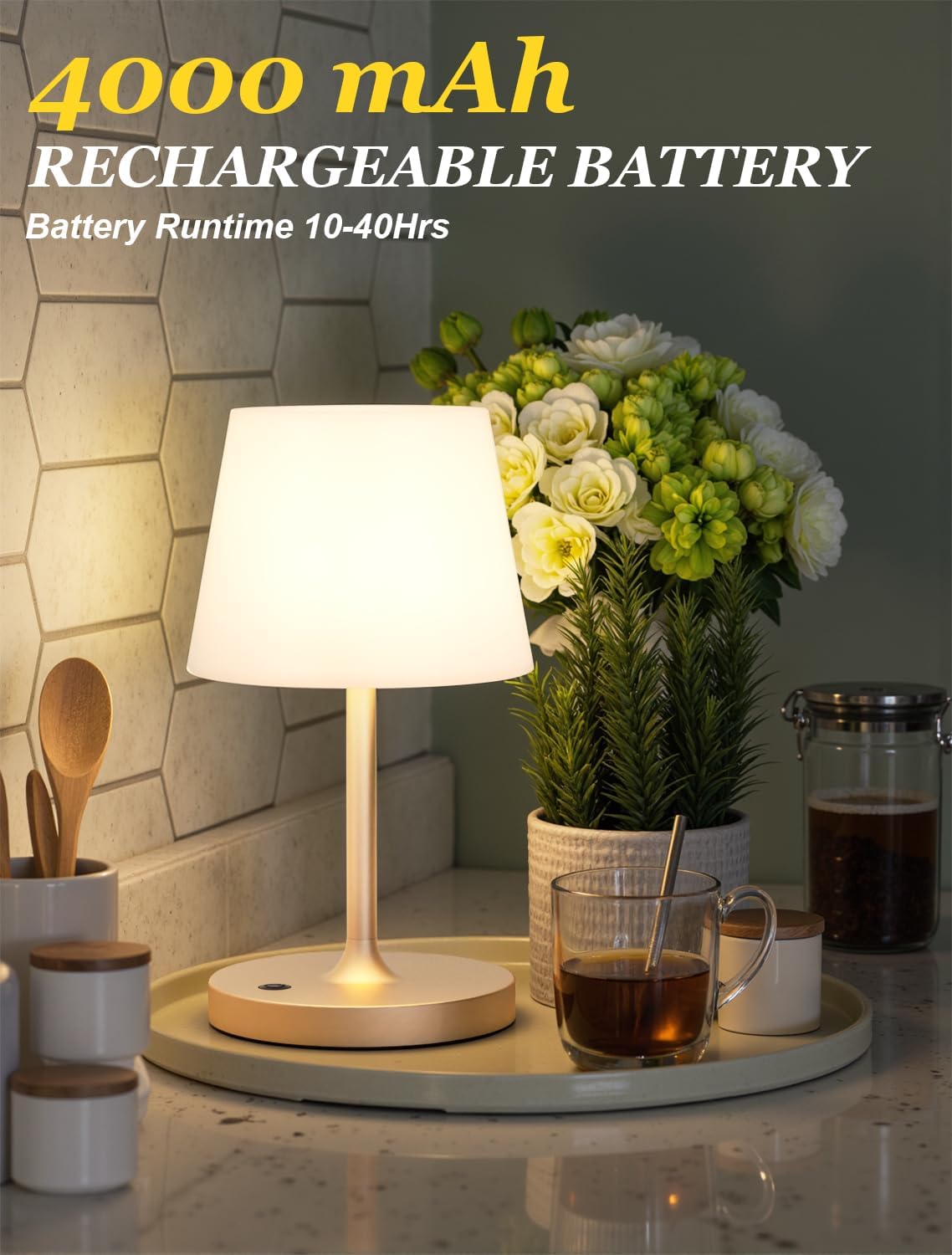 Shower Lamp IP54 Waterproof, Cordless Rechargeable Table Lamp, Outdoor Use