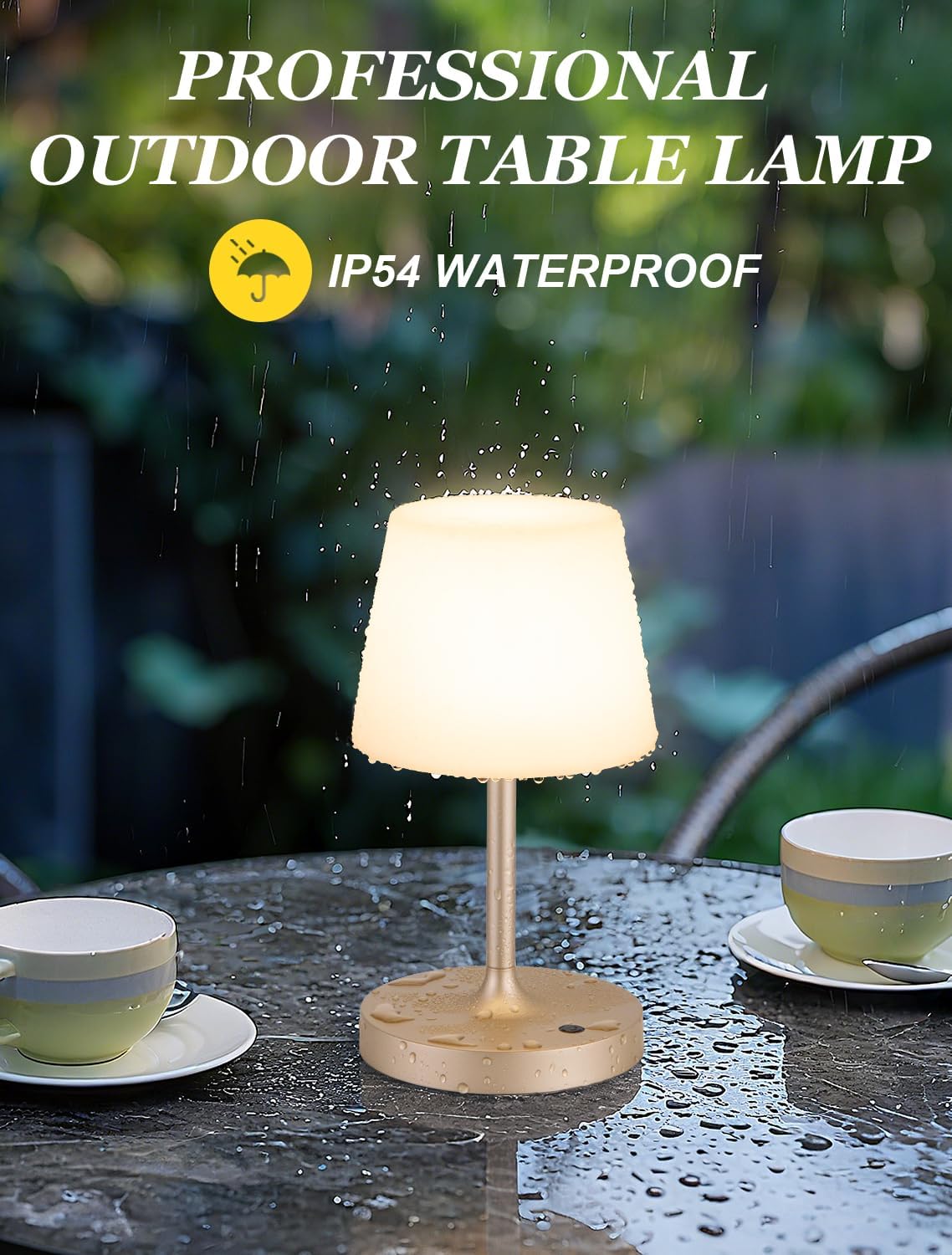 Shower Lamp IP54 Waterproof, Cordless Rechargeable Table Lamp, Outdoor Use